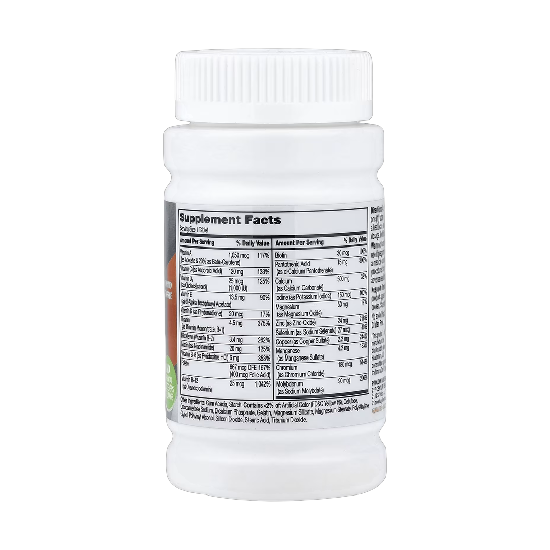 21st Century, One Daily, Women's 50+, 100 Tablets back packaging view
