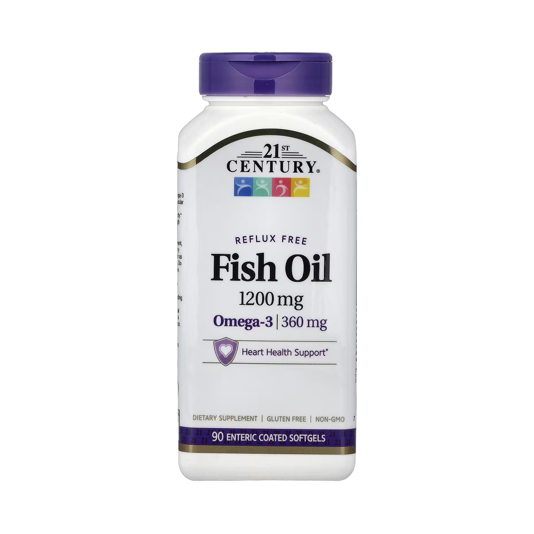 21st Century, Fish Oil, 1,200 mg, 90 Enteric Coated Softgels front packaging view