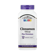 21st Century, Cinnamon plus Chromium, 120 Vegetarian Capsules front packaging view