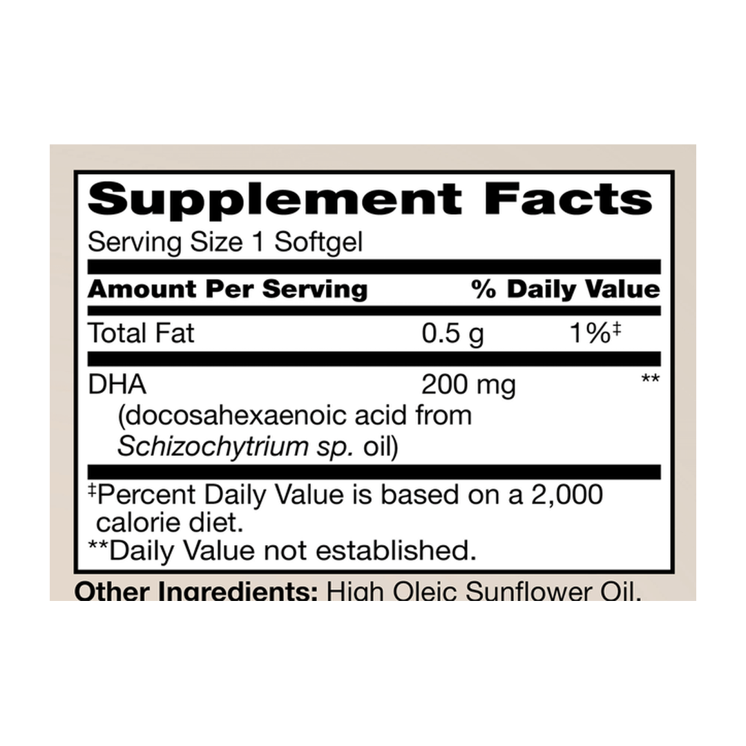 21st Century, PreNatal DHA, 30 Softgels supplement facts label showing ingredients, vitamins, minerals, and serving information