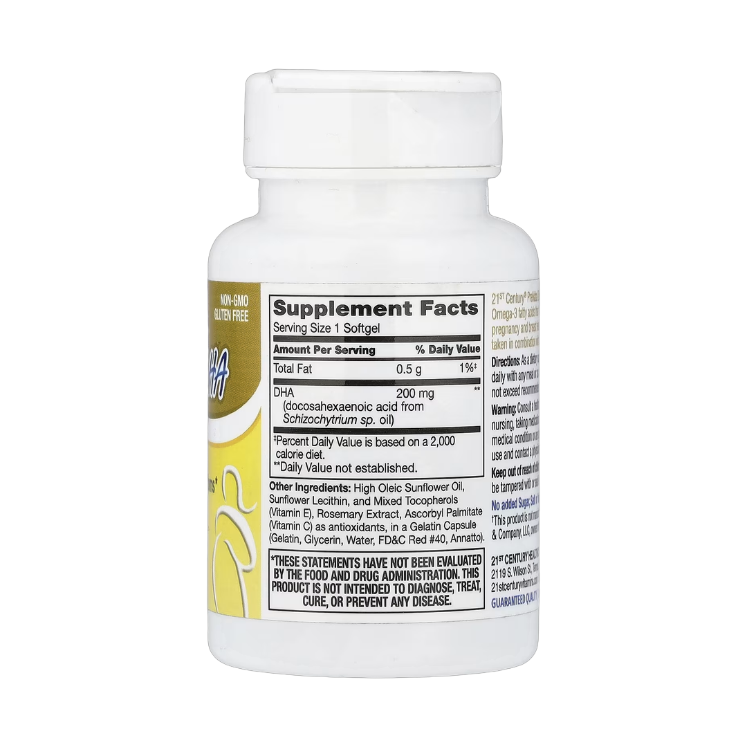 21st Century, PreNatal DHA, 30 Softgels back packaging view