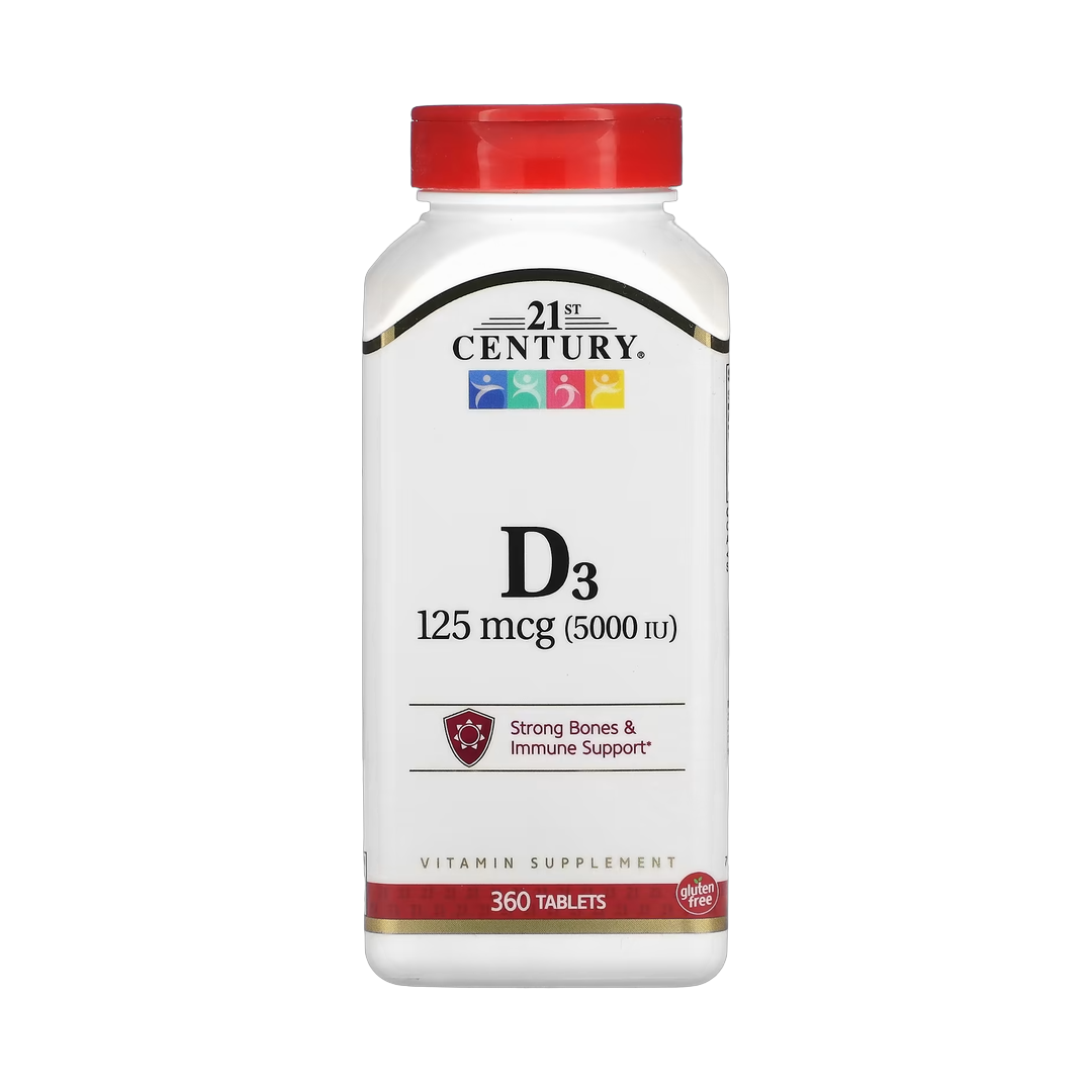 21st Century, Vitamin D3, 125 mcg (5,000 IU), 360 Tablets front packaging view
