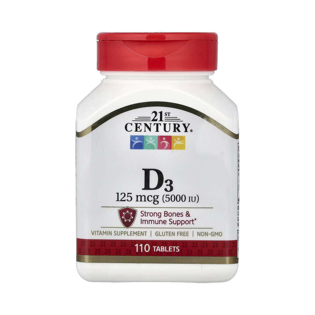 21st Century, Vitamin D3, 125 mcg (5,000 IU), 110 Tablets front packaging view