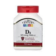 21st Century, Vitamin D3, 125 mcg (5,000 IU), 110 Tablets front packaging view