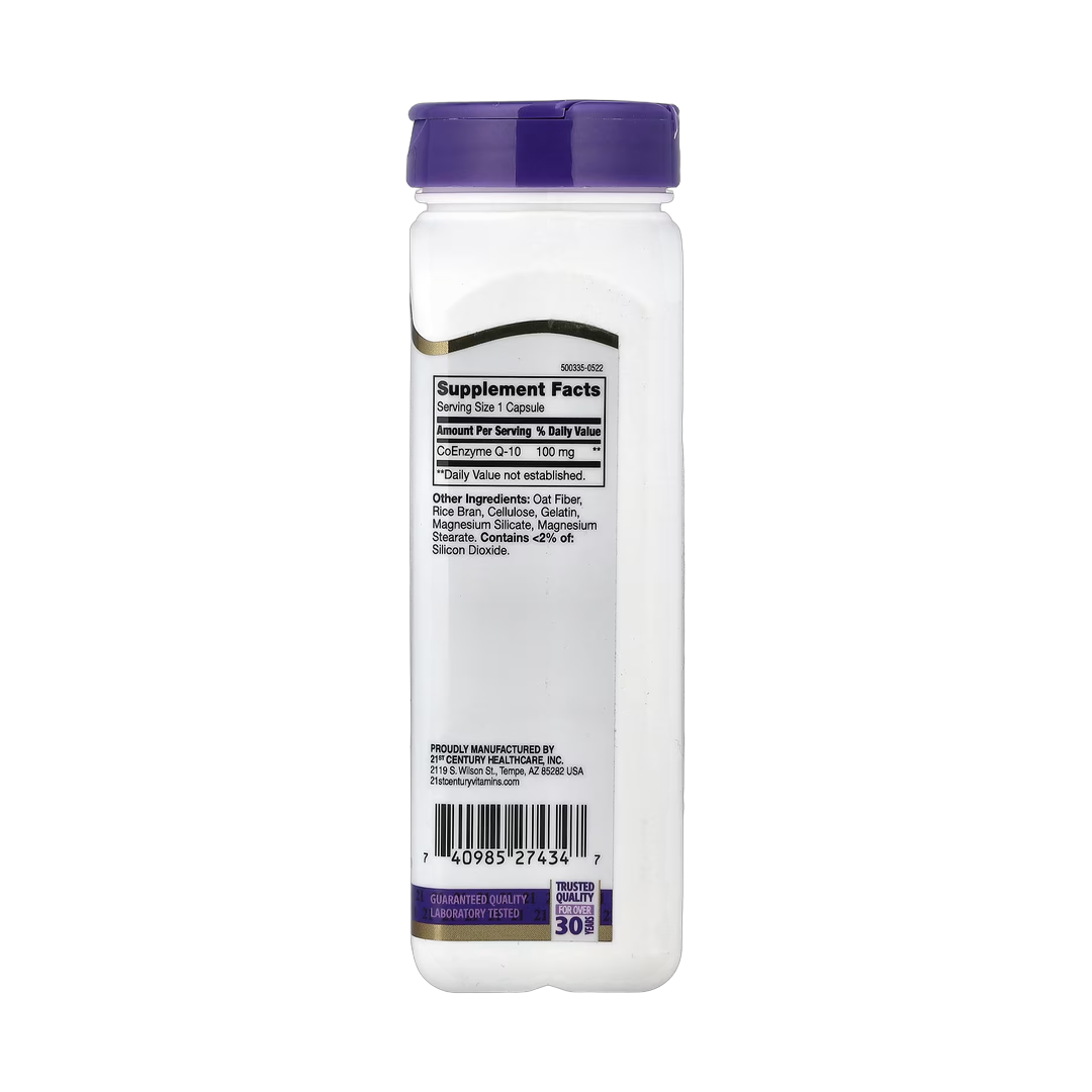 21st Century, CoQ10, 100 mg, 150 Capsules back packaging view