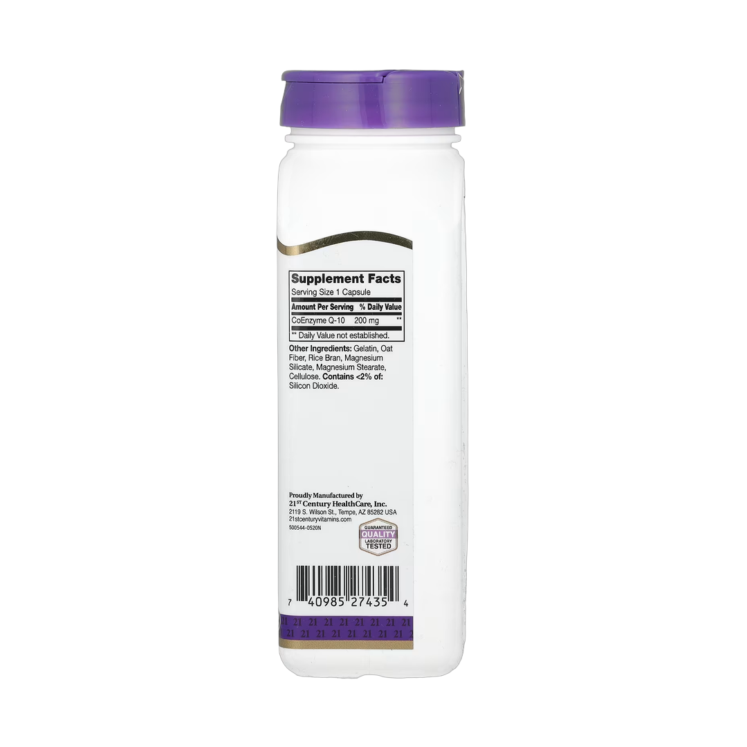 21st Century, CoQ10, 200 mg, 120 Capsules back packaging view
