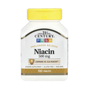 21st Century, Prolonged Release Niacin, 500 mg, 100 Tablets front packaging view