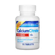 21st Century, Calcium Citrate + D3 Maximum, 75 Tablets front packaging view