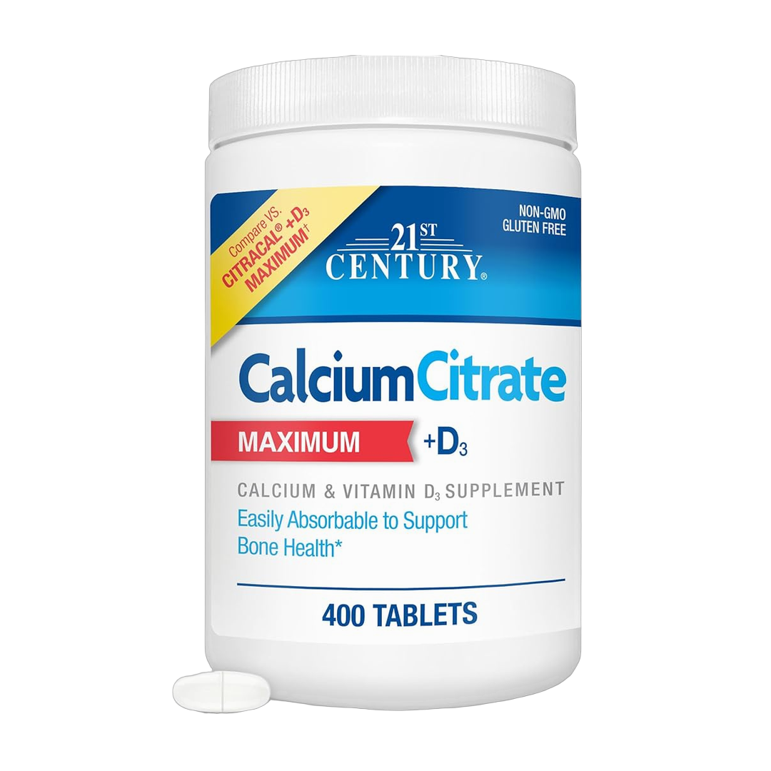 21st Century, Calcium Citrate Plus D3 Maximum, 400 Tablets front packaging view