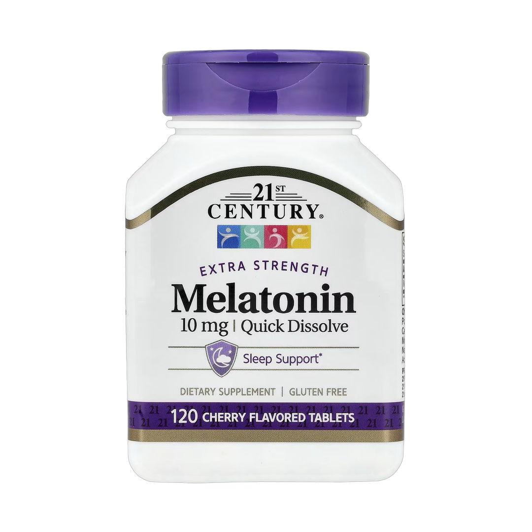 21st Century, Melatonin, Quick Dissolve, Cherry, 10 mg, 120 Tablets front packaging view