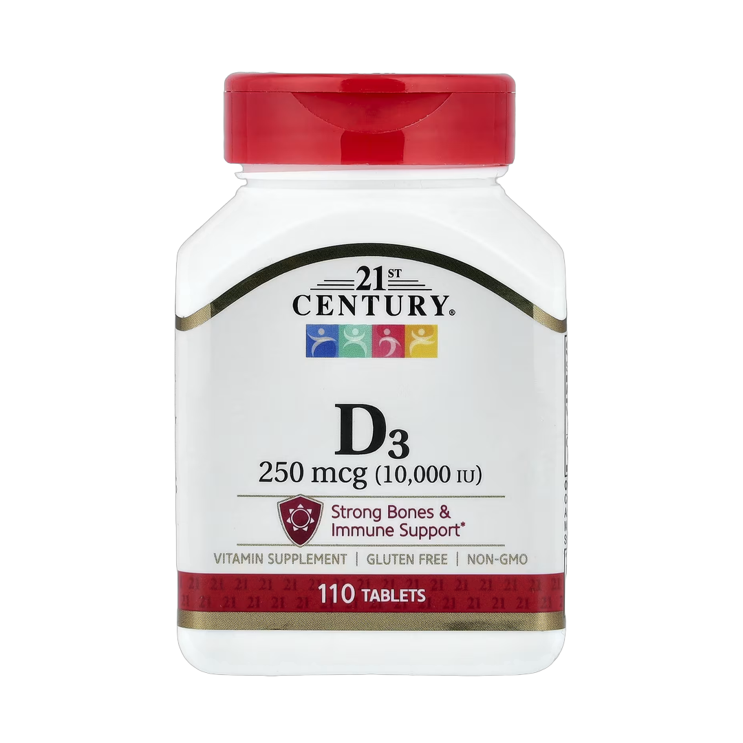21st Century, Vitamin D3, 250 mcg (10,000 IU), 110 Tablets front packaging view