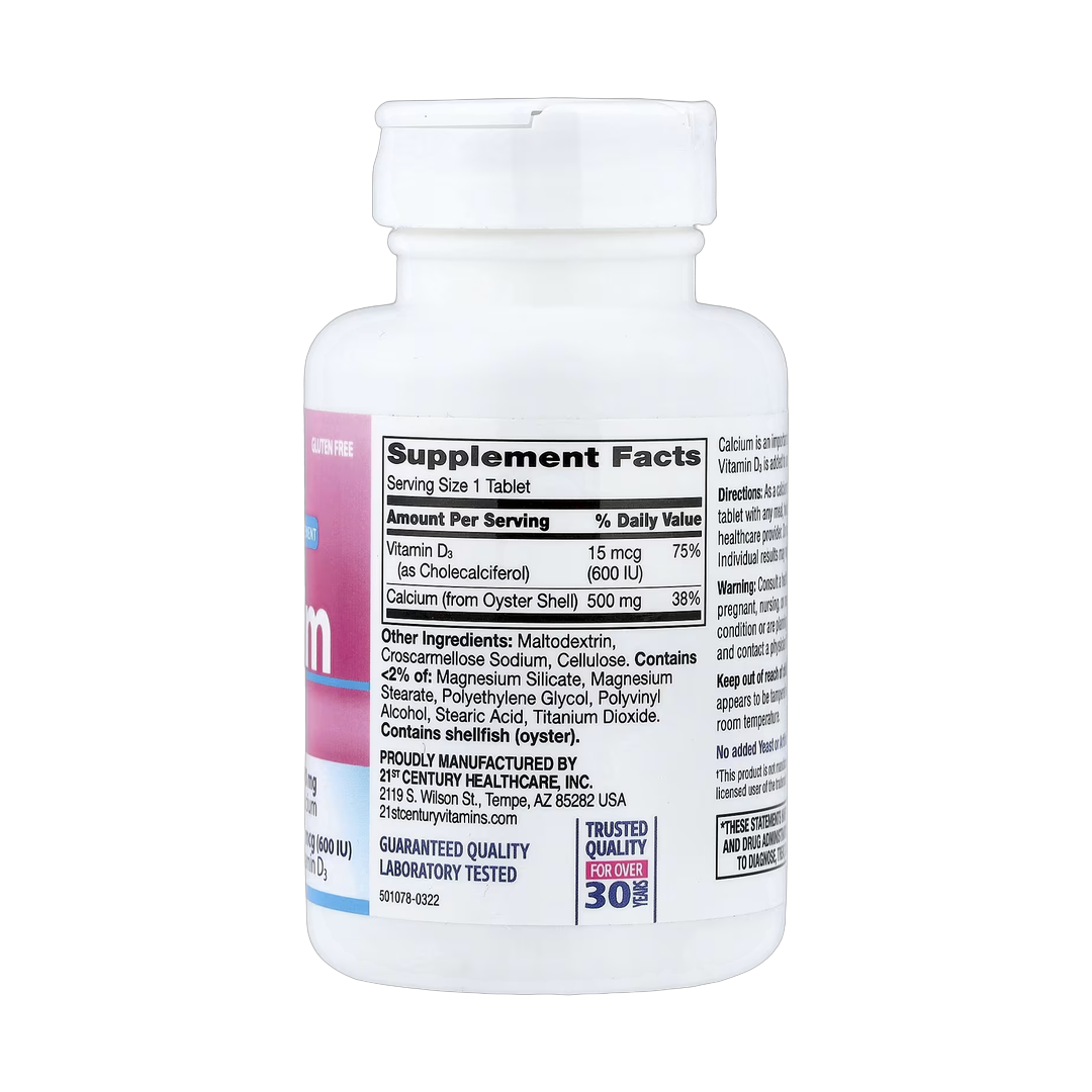 21st Century, Calcium 500 + D3, 90 Tablets