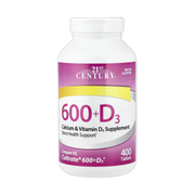 21st Century, 600+D3, Calcium & Vitamin D3 Supplement, 400 Tablets front packaging view