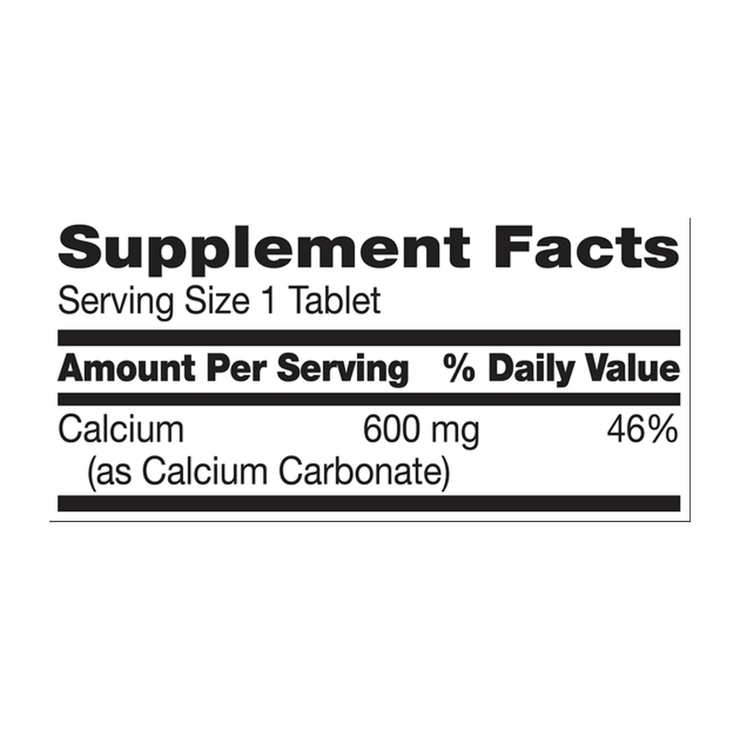 21st Century, Calcium Supplement 600, 400 Tablets supplement facts label showing ingredients, vitamins, minerals, and serving information