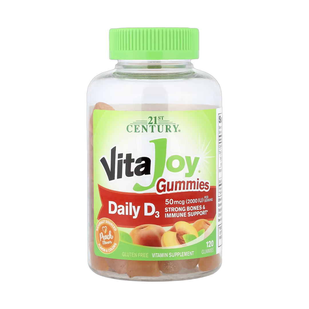 21st Century, VitaJoy Daily D3 Gummies, Peach, 120 Gummies front packaging view