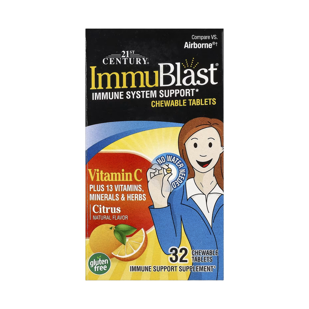 21st Century, ImmuBlast, Vitamin C, Citrus, 32 Chewable Tablets front packaging view