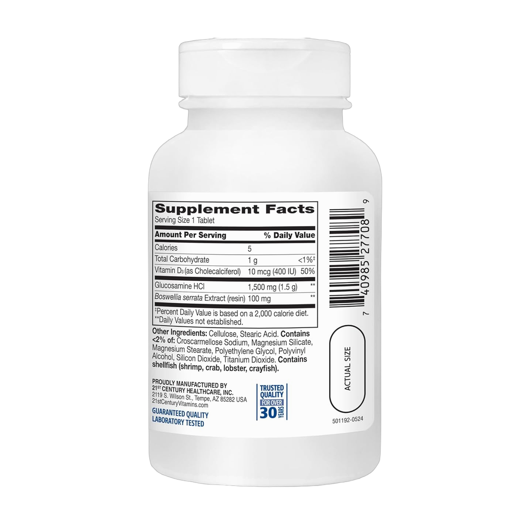 21st Century, Glucosamine Daily Complex, 60 Tablets back packaging view