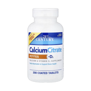 21st Century, Calcium Citrate Petites + D3, 200 Coated Tablets front packaging view