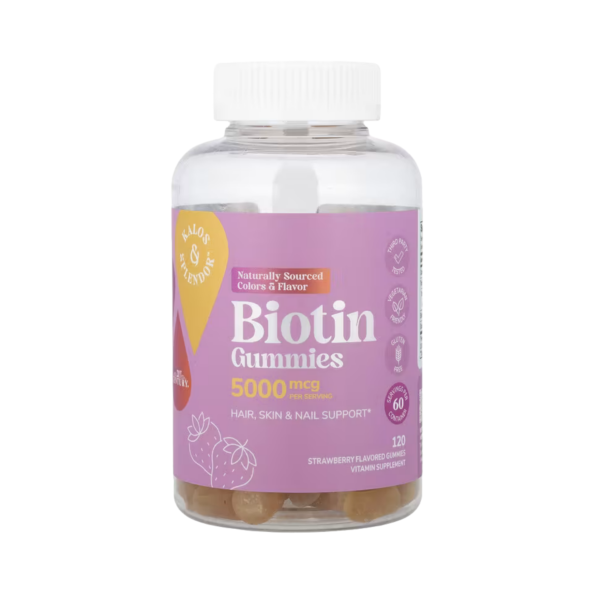 21st Century, Biotin Gummies, Strawberry, 5,000 mcg, 120 Gummies front packaging view