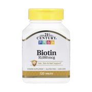 21st Century, Biotin, 10,000 mcg, 120 Tablets front packaging view