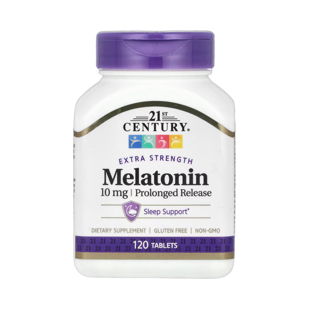 21st Century, Melatonin, Prolonged Release, 10 mg, 120 Tablets front packaging view