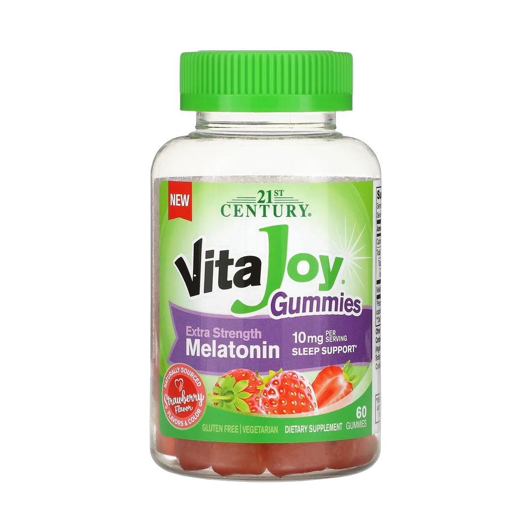21st Century, VitaJoy Melatonin Gummies, Strawberry, 60 Gummies front packaging view