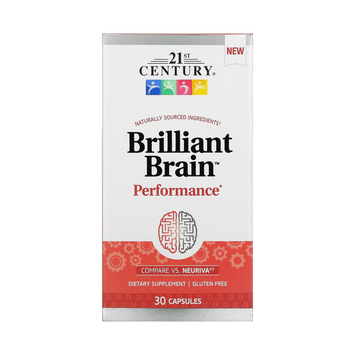 21st Century, Brilliant Brain Performance, 30 Capsules front packaging view