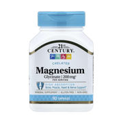 21st Century, Chelated Magnesium Glycinate, 90 Capsules, (100 mg per Capsule) front packaging view