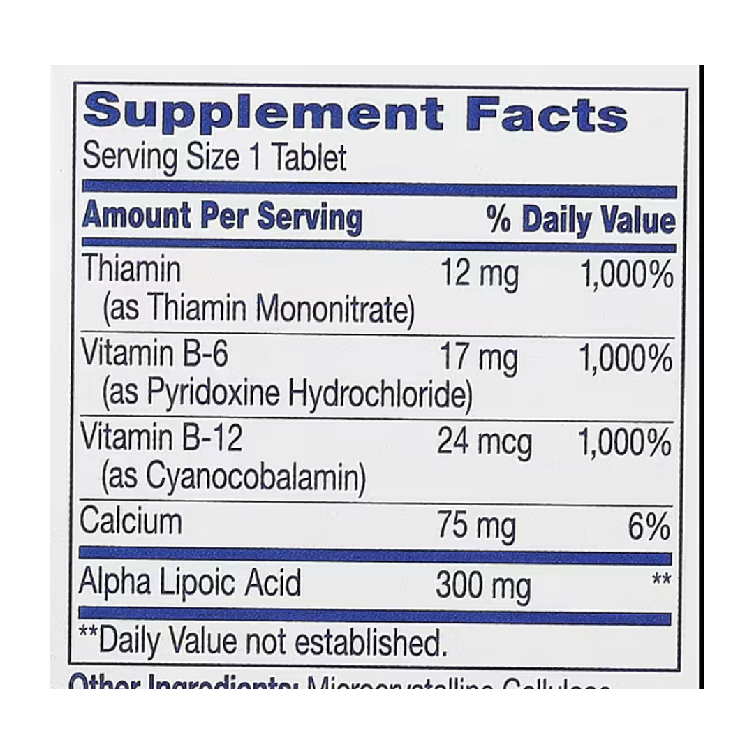21st Century, Nerve Health, 30 Tablets supplement facts label showing ingredients, vitamins, minerals, and serving information