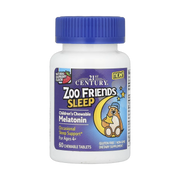 21st Century, Zoo Friends Sleep, Children's Chewable Melatonin, Ages 4+, Raspberry, 60 Chewable Tablets front packaging view
