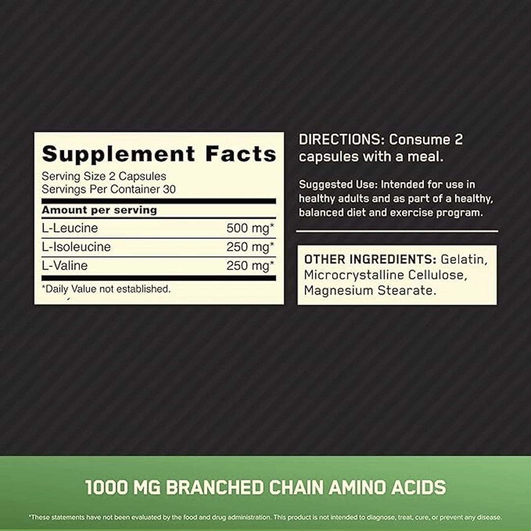 Optimum Nutrition, BCAA 1000, 60 Capsules (500 mg per Capsule)