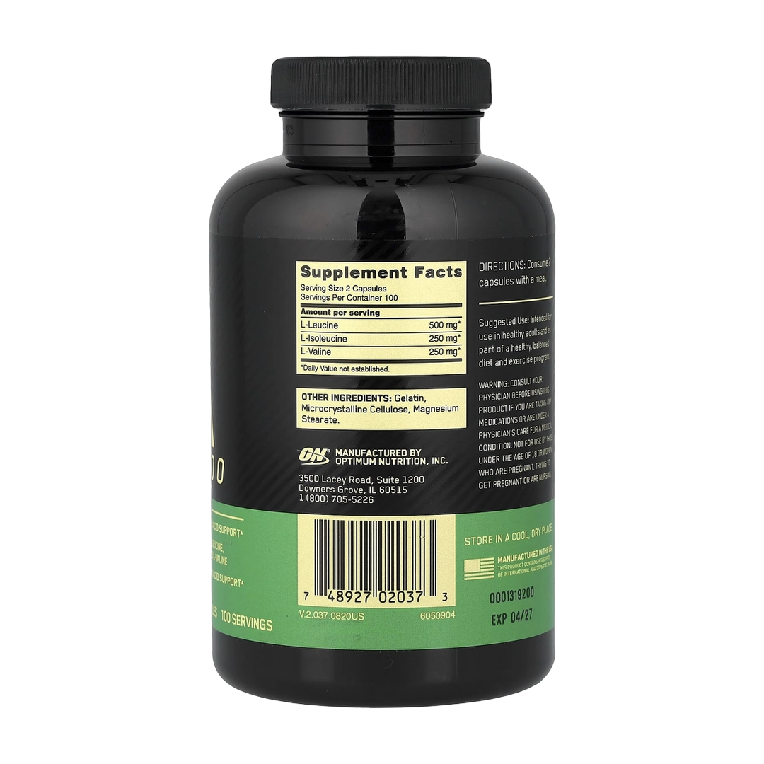Optimum Nutrition, BCAA 1000, 200 Capsules (500 mg per Capsule)