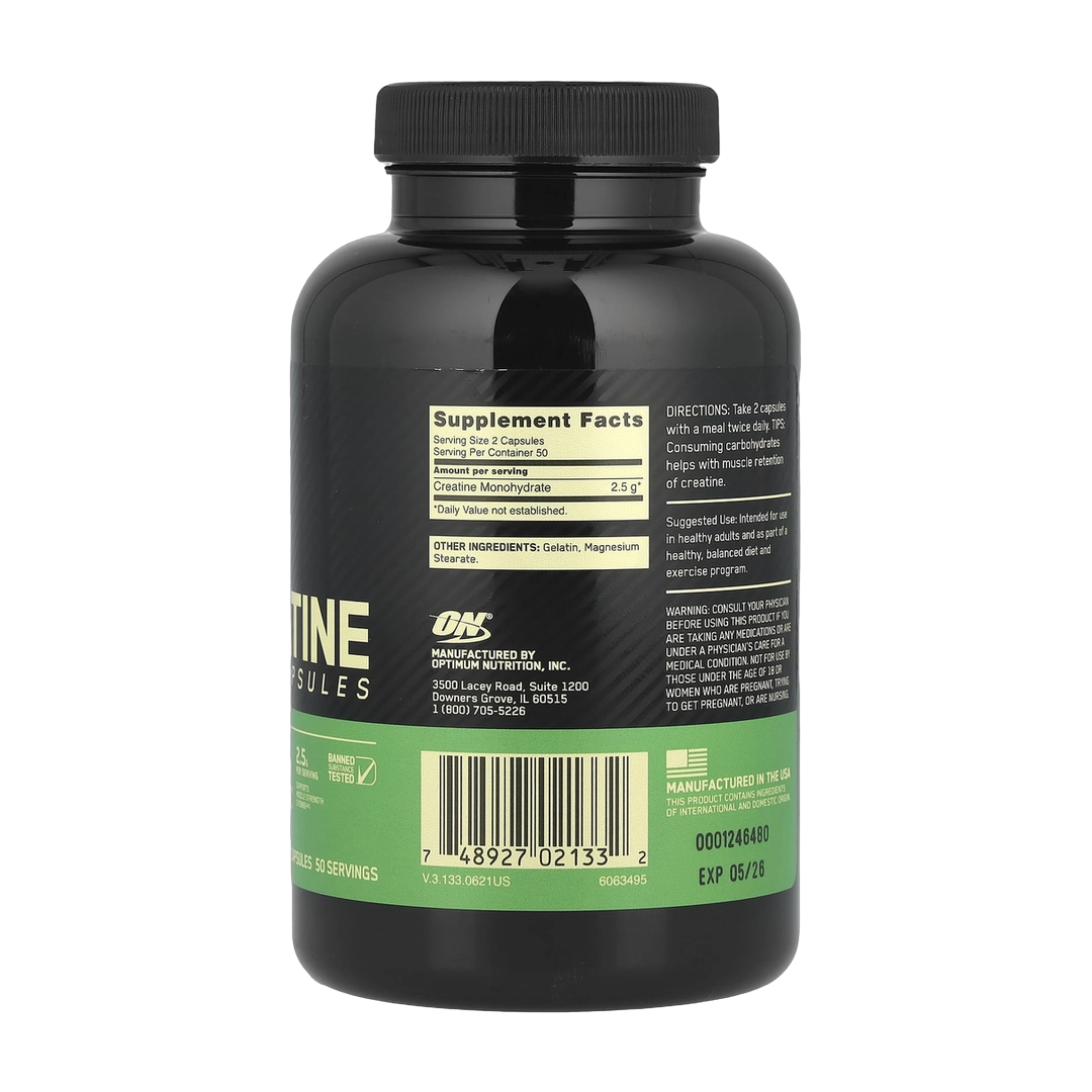 Optimum Nutrition, Micronized Creatine Capsules, 100 Capsules (1.25 g per Capsule )
