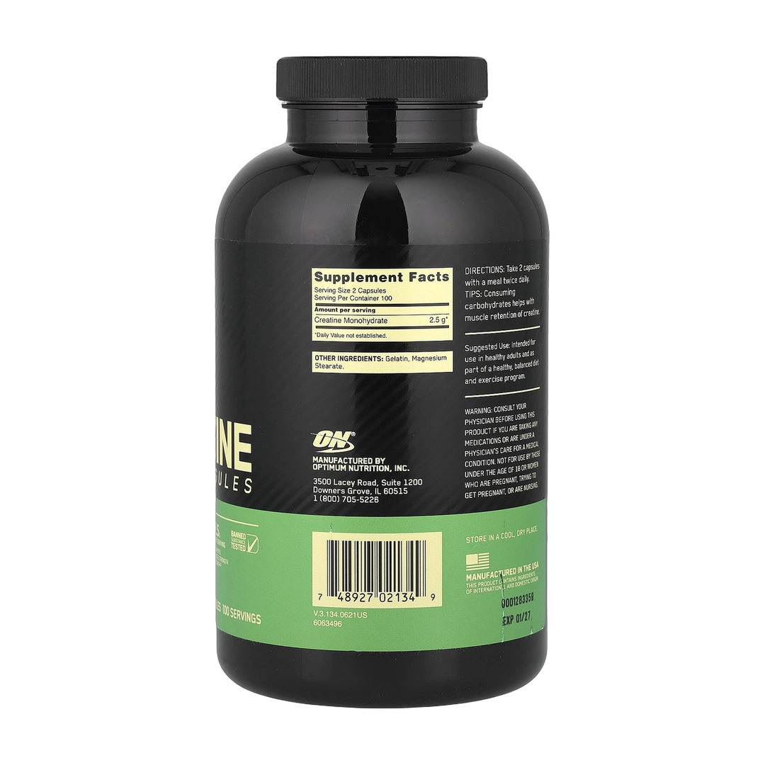 Optimum Nutrition, Micronized Creatine Capsules, 200 Capsules (1.25 g per Capsule )