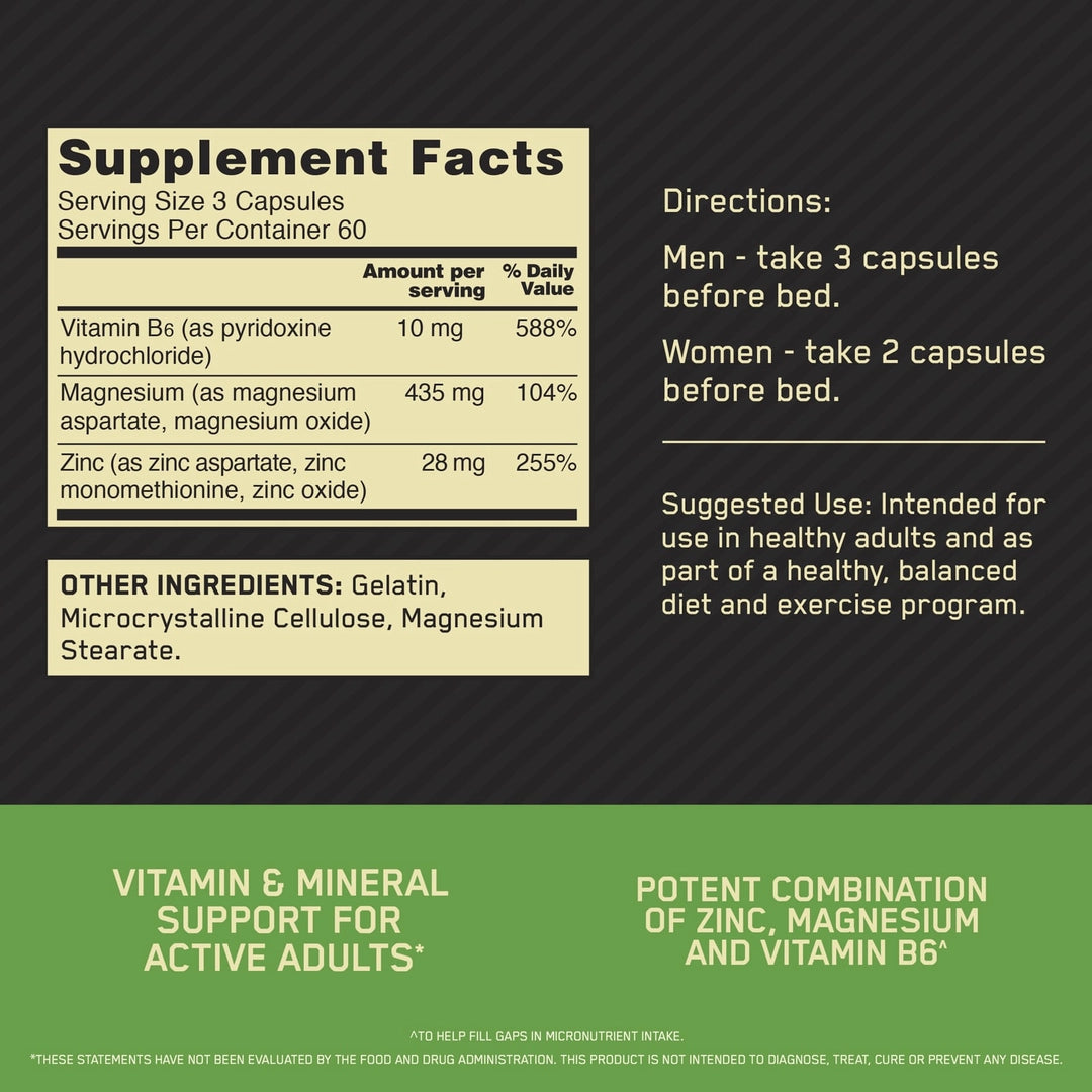 Optimum Nutrition, Zinc Magnesium Aspartate, 180 Capsules