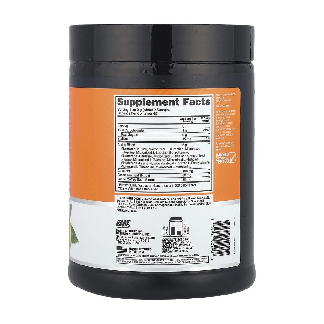 Optimum Nutrition, Essential Amin.O. Energy®, Orange, 1.29 lb (585 g)