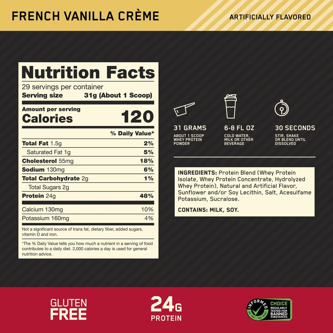 Optimum Nutrition, Gold Standard® 100% Whey, French Vanilla Creme, 2 lb (907 g)