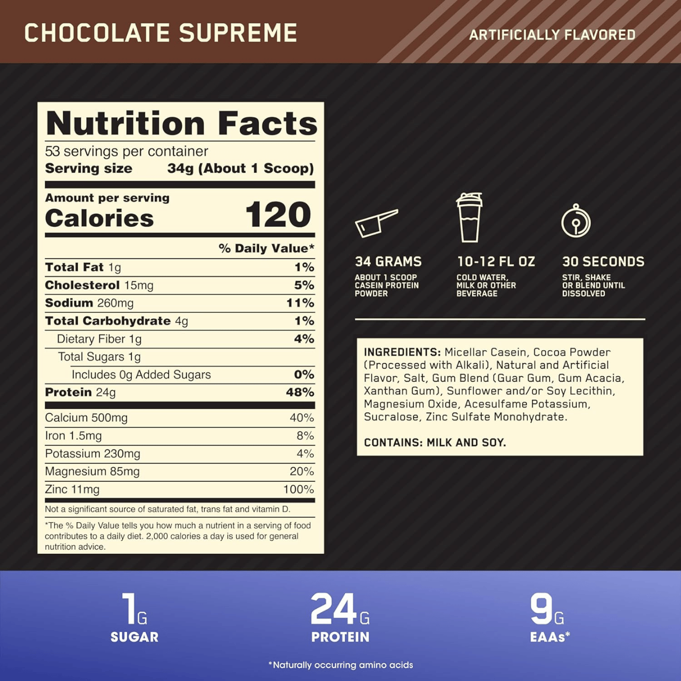 Optimum Nutrition, Gold Standard® 100% Casein, Chocolate Supreme, 3.97 lb (1.8 kg)