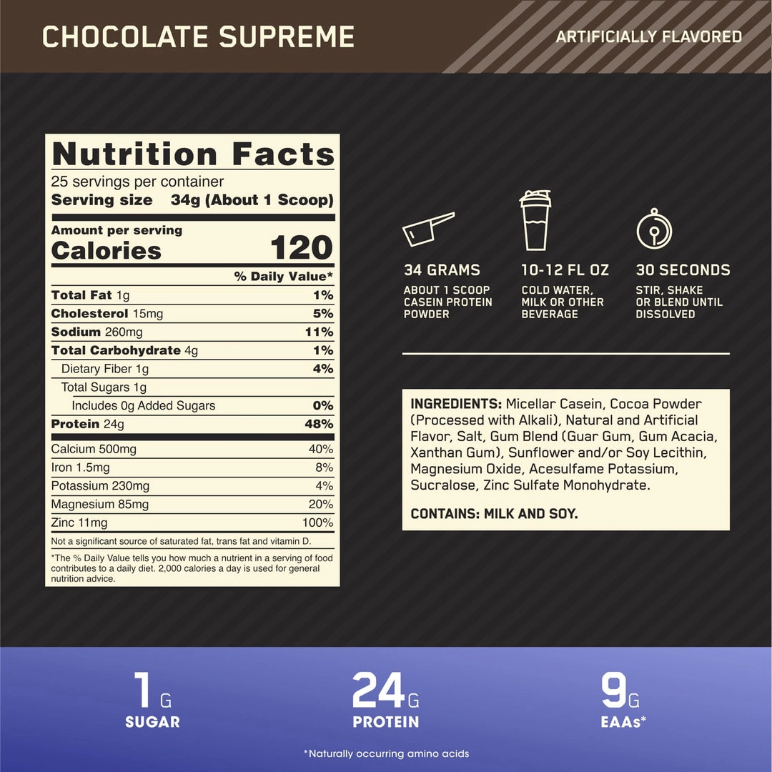Optimum Nutrition, Gold Standard® 100% Casein, Chocolate Supreme, 1.87 lb (850 g)