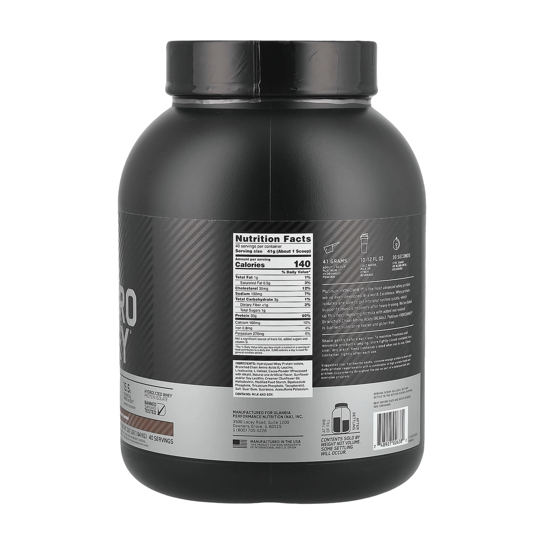 Optimum Nutrition, Platinum Hydro Whey®, Turbo Chocolate, 3.61 lb (1.64 kg)