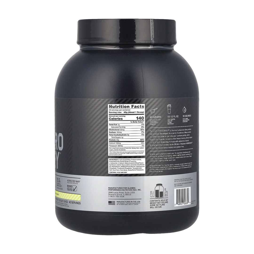 Optimum Nutrition, Platinum Hydro Whey®, Velocity Vanilla, 3.52 lb (1.6 kg)