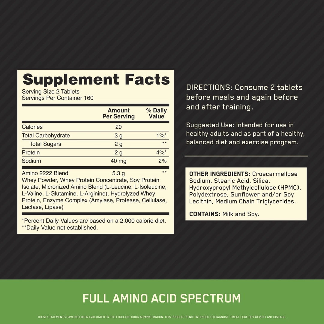 Optimum Nutrition, Superior Amino 2222, 320 Tablets