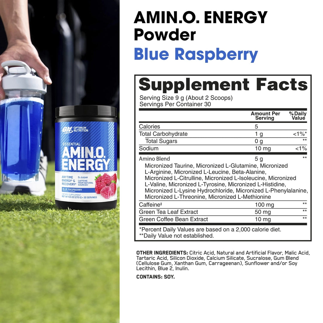 Optimum Nutrition, Essential Amin.O. Energy®, Blue Raspberry, 9.5 oz (270 g)