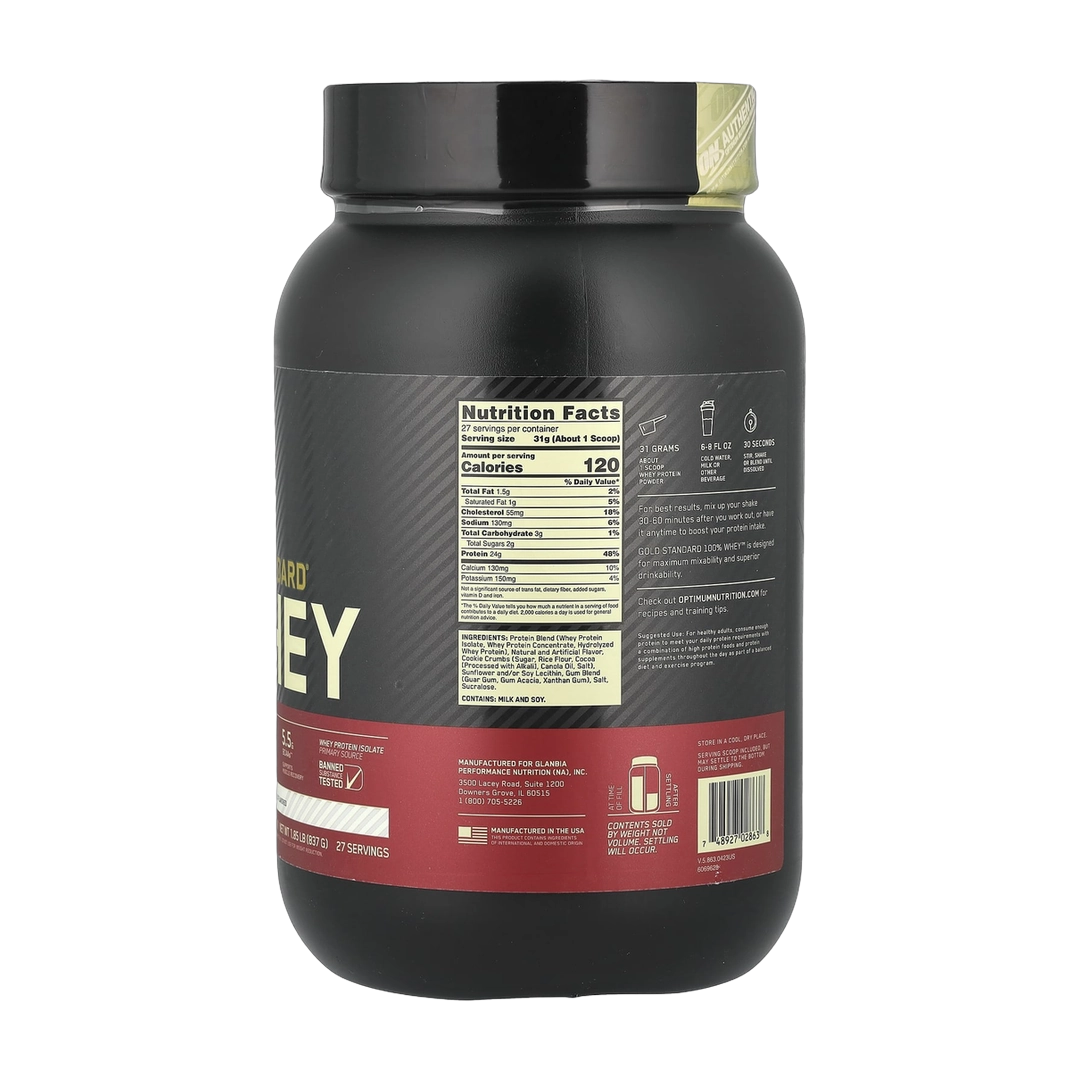 Optimum Nutrition, Gold Standard® 100% Whey, Cookies & Cream, 1.85 lb (837 g)