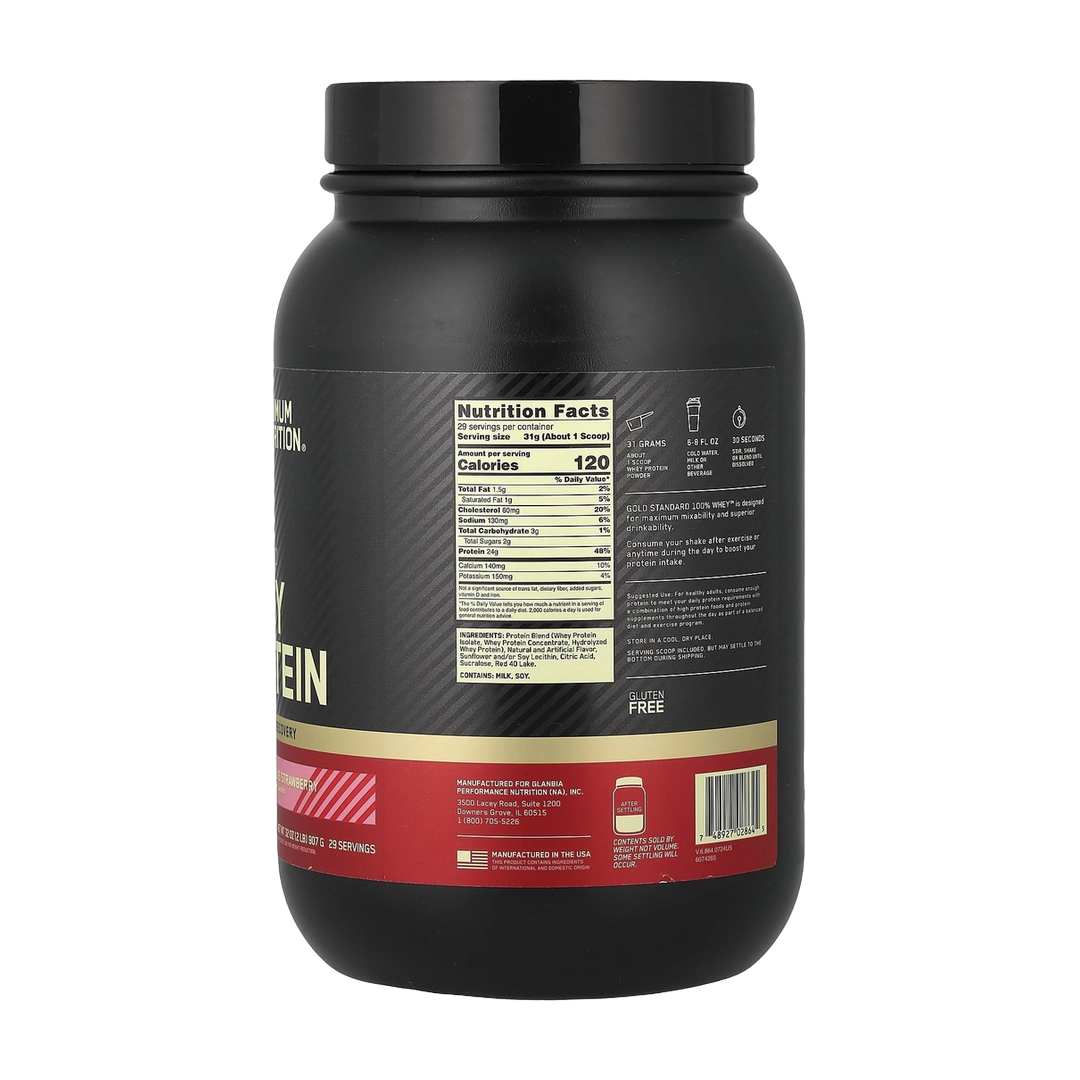 Optimum Nutrition, Gold Standard® 100% Whey, Delicious Strawberry, 2 lb (907 g)
