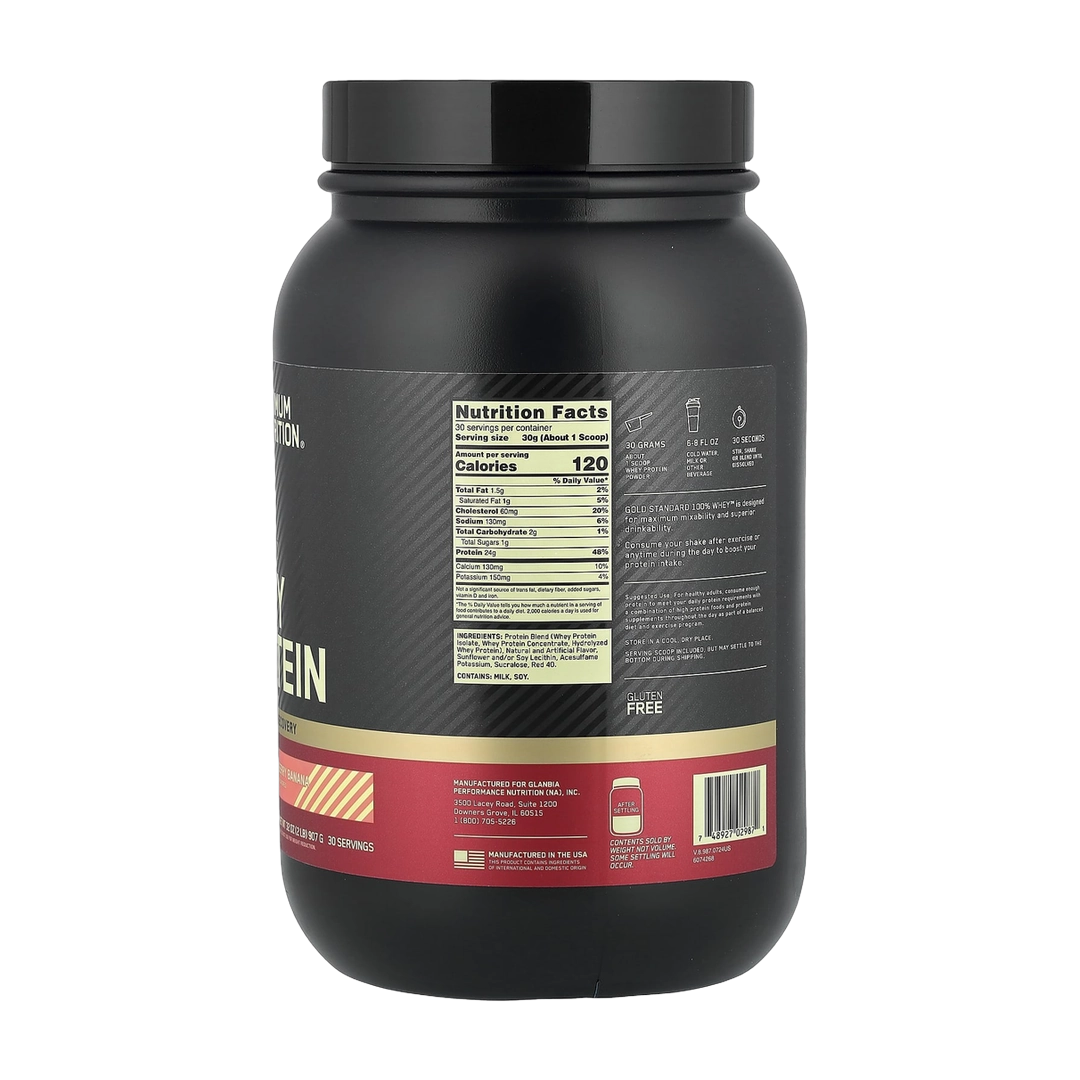Optimum Nutrition, Gold Standard® 100% Whey, Strawberry Banana, 2 lb (907 g)