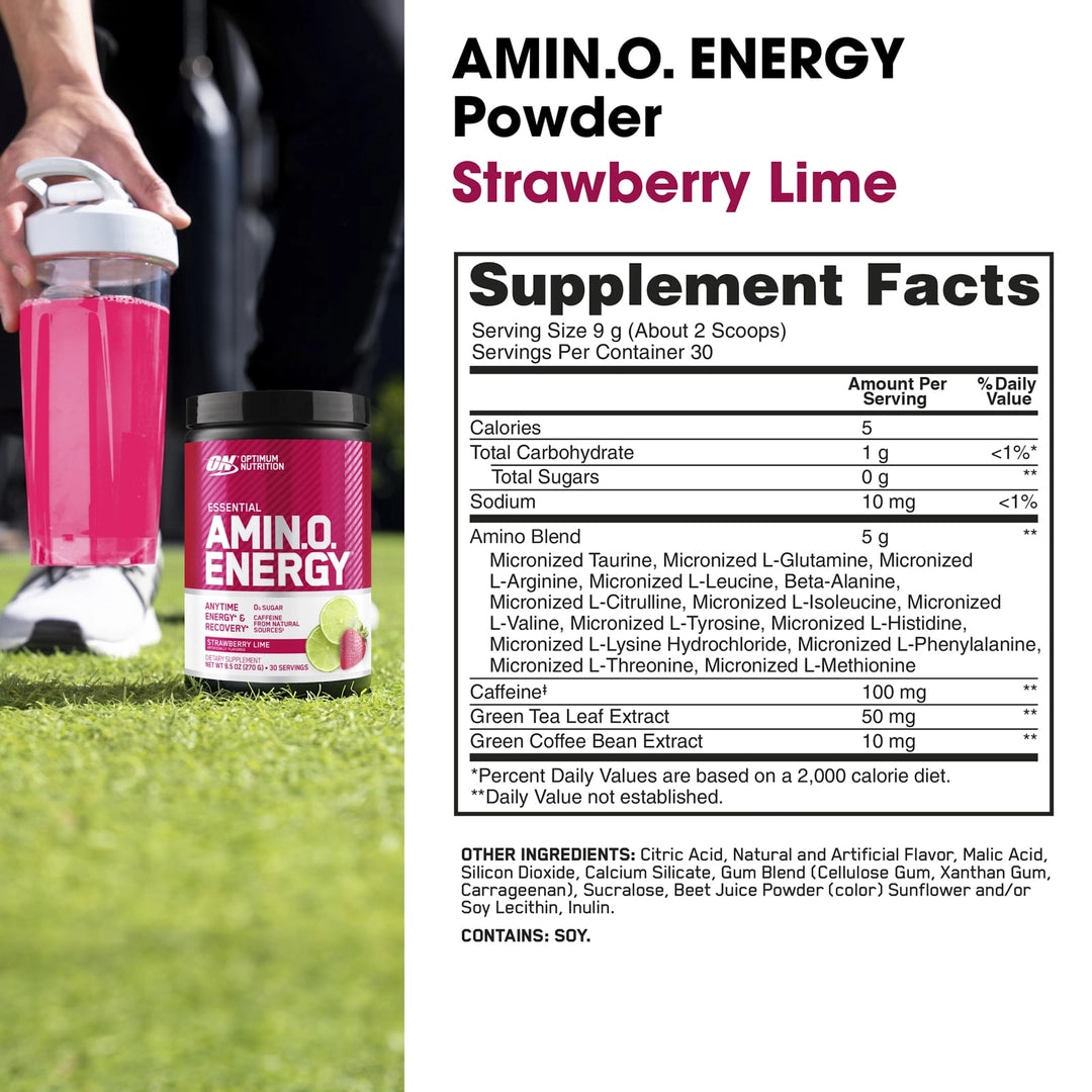 Optimum Nutrition, Essential Amin.O. Energy®, Strawberry Lime, 9.5 oz (270 g)
