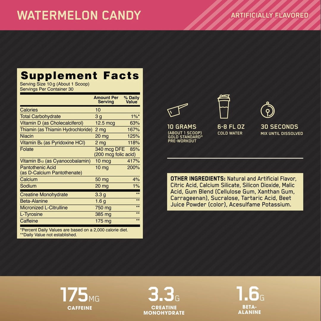 Optimum Nutrition, Gold Standard® Pre-Workout, Watermelon Candy, 10.58 oz (300 g)