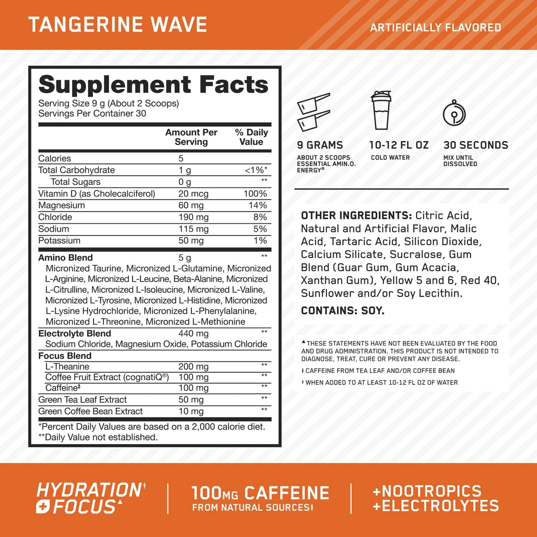 Optimum Nutrition, Essential Amin.O. Energy®, Tangerine Wave, 10.05 oz (285 g)