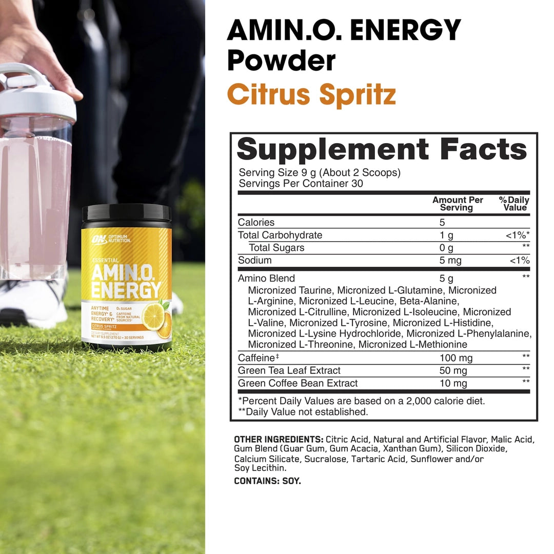 Optimum Nutrition, Essential Amin.O. Energy®, Citrus Spritz, 9.5 oz (270 g)